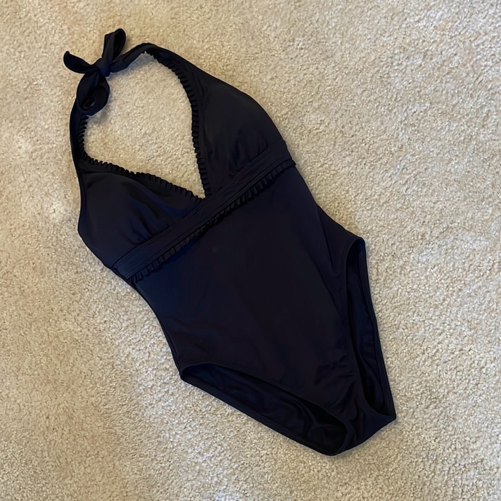 Ann Cole Collection Black Halter One-Piece Swimsuit